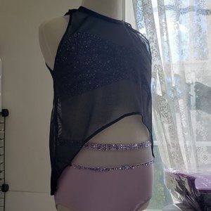 Black and Lilac Custom Dance Solo Costume. Youth 10-12